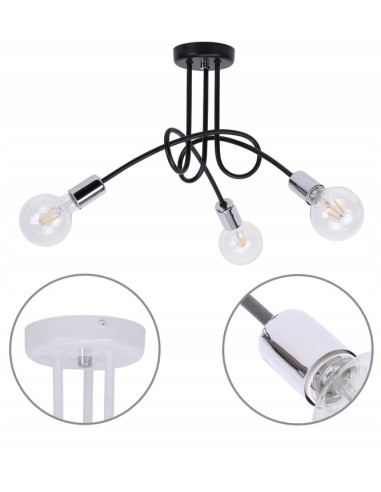 Lampa sufitowa EDISON 60W w kolorze chromowanym, minimalistyczna, idealna do salonu, sypialni i kuchni.