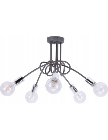 Lampa sufitowa EDISON w stylu loft z chromowanym wykończeniem - nowoczesne oświetlenie do salonu i jadalni