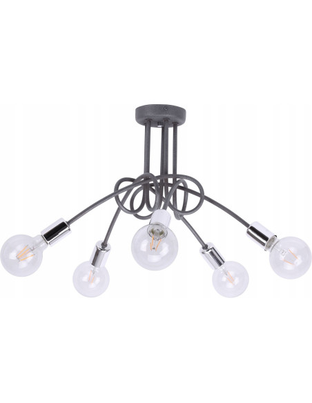 Lampa sufitowa EDISON w stylu loft z chromowanym wykończeniem - nowoczesne oświetlenie do salonu i jadalni