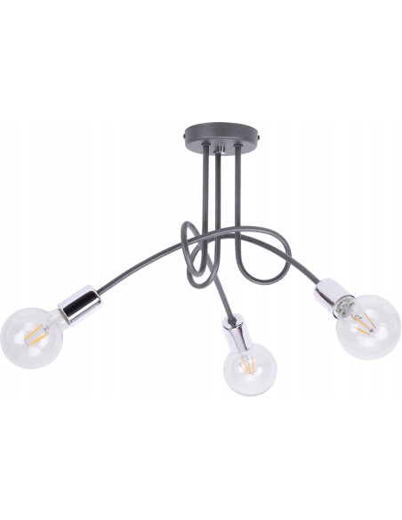 Lampa sufitowa EDISON 60W w kolorze chromowanym, minimalistyczna, idealna do salonu, sypialni i kuchni.