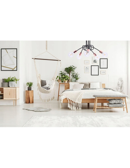 Designerski żyrandol EDISON w miedzi, 5-punktowe oświetlenie loftowe do jadalni i salonu, wysoka jakość wykonania.