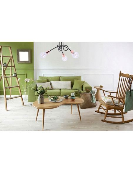 Lampa wisząca EDISON w stylu loftowym z miedzianymi akcentami, 3xE27, idealna do nowoczesnych wnętrz.