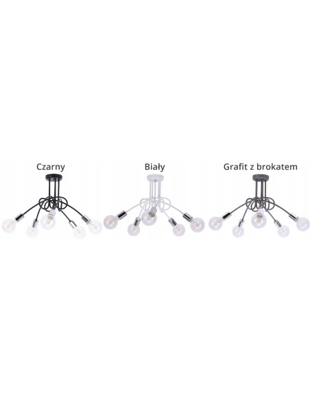 Lampa sufitowa EDISON w stylu loft z chromowanym wykończeniem - nowoczesne oświetlenie do salonu i jadalni