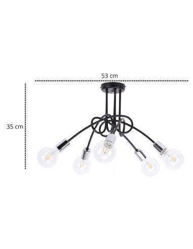 Lampa sufitowa EDISON w stylu loft z chromowanym wykończeniem - nowoczesne oświetlenie do salonu i jadalni