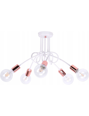 Designerski żyrandol EDISON w miedzi, 5-punktowe oświetlenie loftowe do jadalni i salonu, wysoka jakość wykonania.