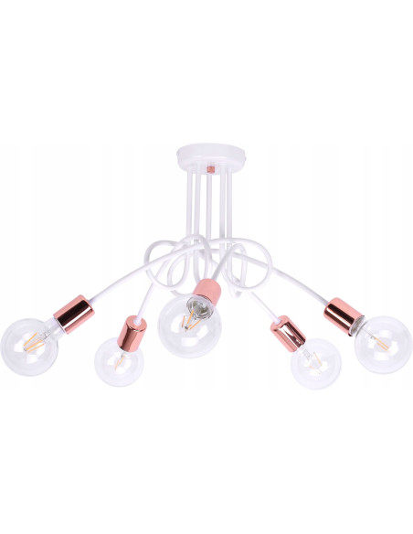 Designerski żyrandol EDISON w miedzi, 5-punktowe oświetlenie loftowe do jadalni i salonu, wysoka jakość wykonania.