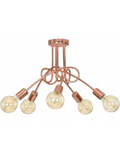 Lampa sufitowa EDISON 5-punktowa w miedzi – nowoczesny styl do sypialni, salonu oraz biura. Elegancja i funkcjonalność.