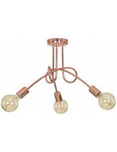 Żyrandol miedziany EDISON z 3 punktami świetlnymi - elegancki dodatek do salonu i jadalni w minimalistycznym stylu.