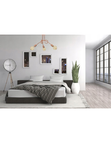 Żyrandol miedziany EDISON z 3 punktami świetlnymi - elegancki dodatek do salonu i jadalni w minimalistycznym stylu.