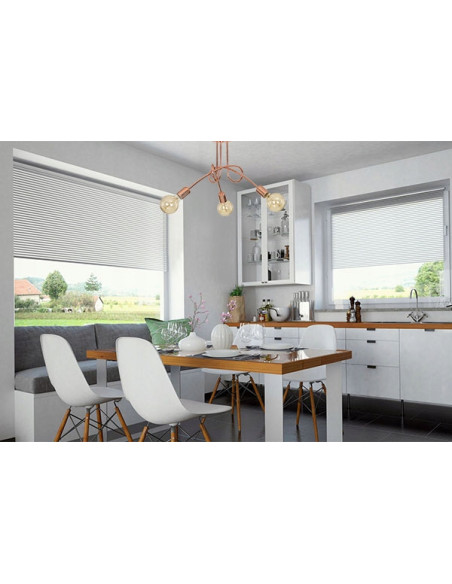 Żyrandol miedziany EDISON z 3 punktami świetlnymi - elegancki dodatek do salonu i jadalni w minimalistycznym stylu.