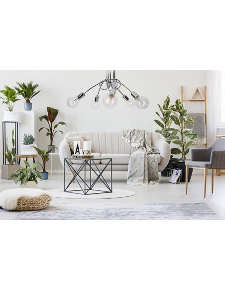 Plafon EDISON 60W w kolorze chromowym, nowoczesne oświetlenie sufitowe do biura, kuchni i salonu, 5 punktów świetlnych.