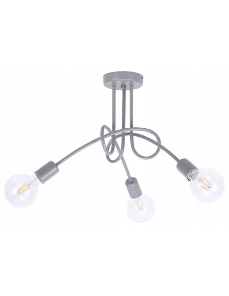 Lampa sufitowa EDISON - designerski żyrandol loftowy, metalowa konstrukcja, 3 źródła światła, różnorodne kolory.