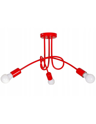 Lampa sufitowa EDISON - designerski żyrandol loftowy, metalowa konstrukcja, 3 źródła światła, różnorodne kolory.