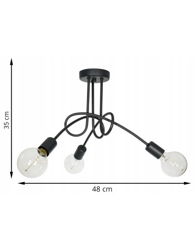 Lampa sufitowa EDISON - designerski żyrandol loftowy, metalowa konstrukcja, 3 źródła światła, różnorodne kolory.