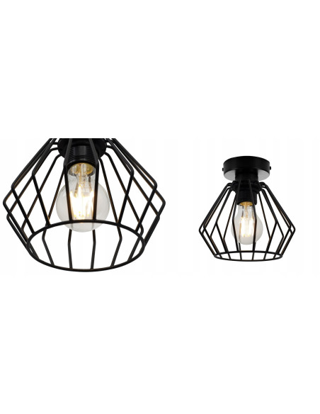 Plafon loftowy NUVOLA z czarnym kloszem druciakowym, 18 cm, marki Light Home do nowoczesnych wnętrz