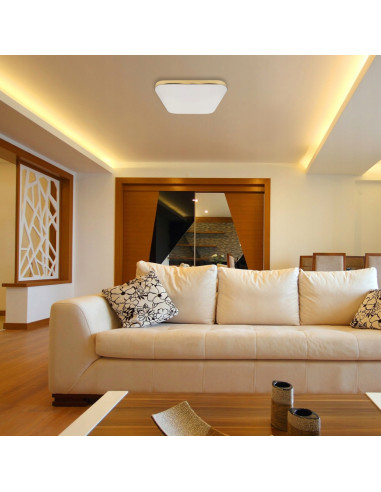 Lampa sufitowa NEMO 17W LED w bieli i złocie, nowoczesna, kwadratowa, IP44 do salonu i sypialni