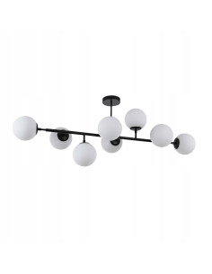 Elegancka lampa sufitowa DORADO w czerni z 8 mlecznymi kloszami – stylowe oświetlenie do każdego wnętrza. 2