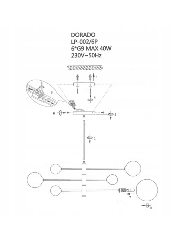Lampa sufitowa DORADO 6 – nowoczesna z regulowanym oświetleniem, elegancka czarna konstrukcja do każdego wnętrza.
