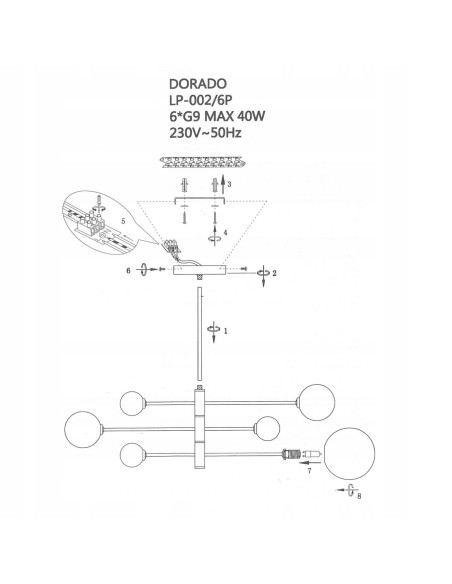 Lampa sufitowa DORADO 6 – nowoczesna z regulowanym oświetleniem, elegancka czarna konstrukcja do każdego wnętrza.