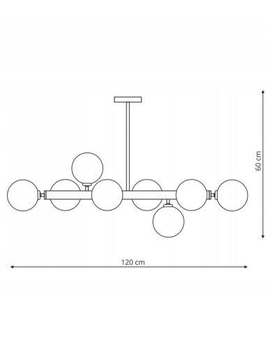 Lampa wisząca DORADO z asymetrycznymi kulami - elegancki żyrandol do salonu i jadalni, 8-punktowe oświetlenie.
