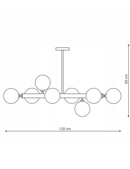 Lampa wisząca DORADO z asymetrycznymi kulami - elegancki żyrandol do salonu i jadalni, 8-punktowe oświetlenie.