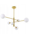 Lampa wisząca DORADO 6, elegancka złota z kulistymi kloszami, idealna do biura i salonu