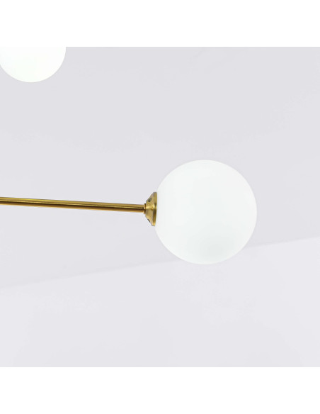 Lampa wisząca DORADO 6, elegancka złota z kulistymi kloszami, idealna do biura i salonu