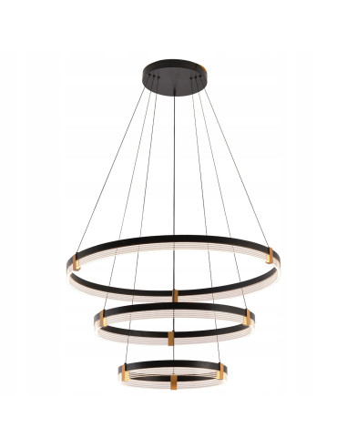 Lampa wisząca Plum 3 - Elegancka lampa LED 80cm z regulacją barwy światła, czarny metal, idealna do biura i salonu.