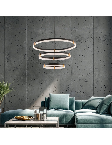 Lampa wisząca Plum 3 - Elegancka lampa LED 80cm z regulacją barwy światła, czarny metal, idealna do biura i salonu.