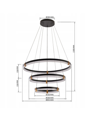 Lampa wisząca Plum 3 - Elegancka lampa LED 80cm z regulacją barwy światła, czarny metal, idealna do biura i salonu.