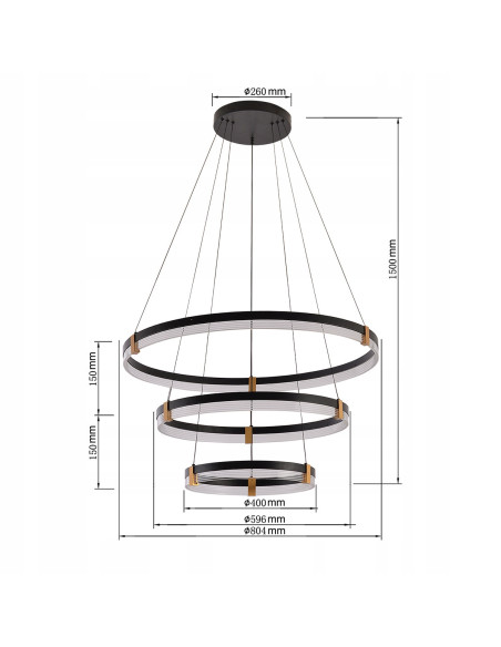 Lampa wisząca Plum 3 - Elegancka lampa LED 80cm z regulacją barwy światła, czarny metal, idealna do biura i salonu.