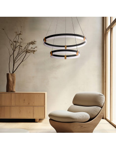 Lampa wisząca LED Plum 2 - czarny metal, regulowana barwa światła, nowoczesny design do biura i wnętrz. 2