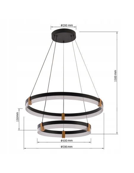 Lampa wisząca LED Plum 2 - czarny metal, regulowana barwa światła, nowoczesny design do biura i wnętrz.