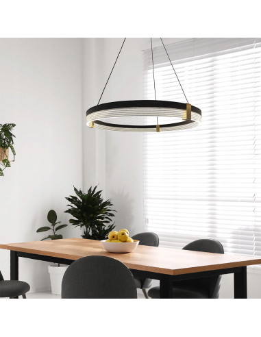 Lampa wisząca LED Ring Plum z akcentami złota – nowoczesne oświetlenie do biura i eleganckich wnętrz