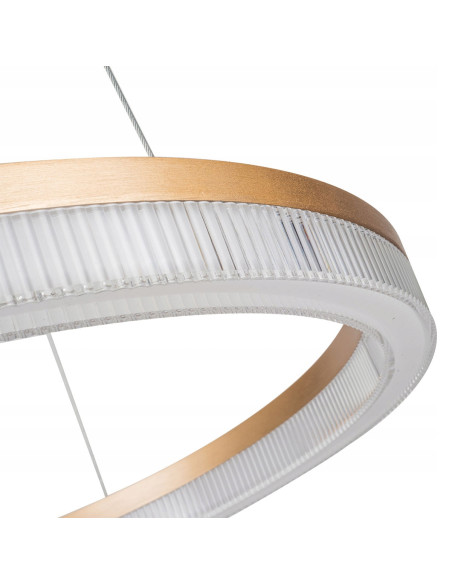 Lampa wisząca Midway Cristal 80cm LED złota, elegancka lampa glamour z regulacją barwy światła do salonu i biura