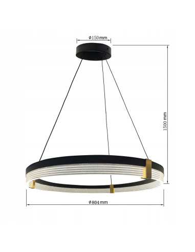 Lampa wisząca Plum LED 80 cm - nowoczesny design, czarna z złotymi akcentami, regulowane oświetlenie do każdego wnętrza