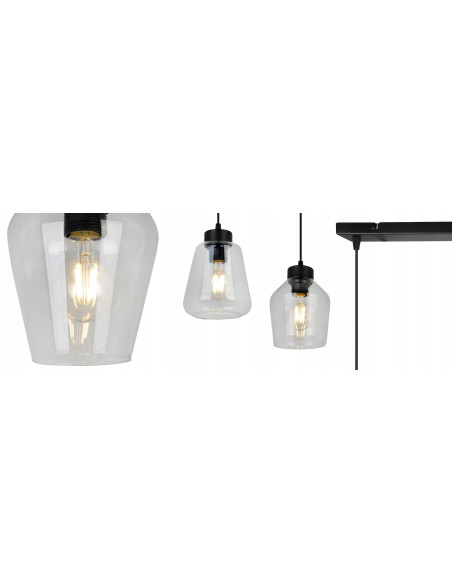 Lampa wisząca RIJEKA z 3 kloszami - eleganckie i regulowane oświetlenie do jadalni i biura