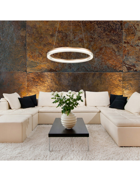 Lampa wisząca Midway Cristal 80cm LED złota, elegancka lampa glamour z regulacją barwy światła do salonu i biura