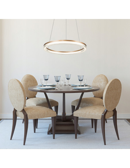 Lampa wisząca Midway Cristal 80cm LED złota, elegancka lampa glamour z regulacją barwy światła do salonu i biura