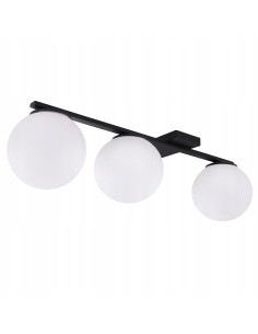 Plafon sufitowy ALTA 3-punktowy z matowymi kloszami E14 w eleganckim czarnym wykończeniu, nowoczesny styl do wnętrz