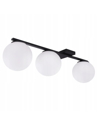 Plafon sufitowy ALTA 3-punktowy z matowymi kloszami E14 w eleganckim czarnym wykończeniu, nowoczesny styl do wnętrz