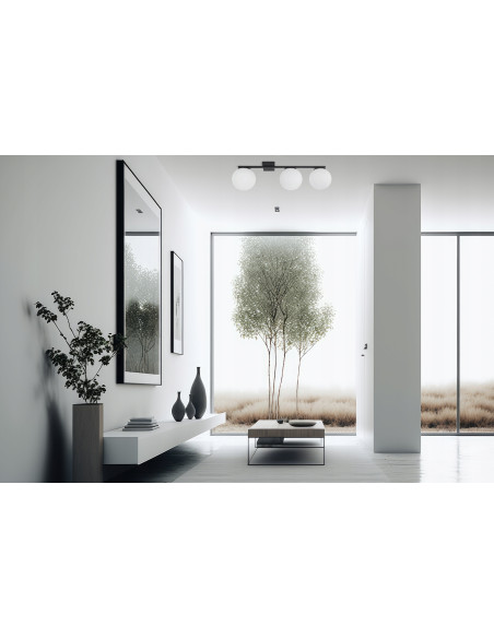 Plafon sufitowy ALTA 3-punktowy z matowymi kloszami E14 w eleganckim czarnym wykończeniu, nowoczesny styl do wnętrz