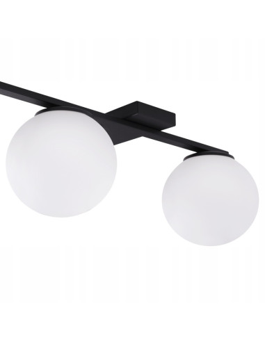 Plafon sufitowy ALTA 3-punktowy z matowymi kloszami E14 w eleganckim czarnym wykończeniu, nowoczesny styl do wnętrz