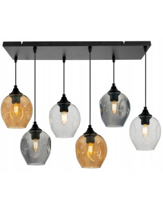 Lampa wisząca PRAGA z 6 kloszami - nowoczesne oświetlenie do salonu, jadalni i biura w różnych kolorach