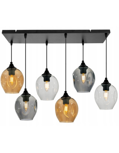 Lampa wisząca PRAGA z 6 kloszami - nowoczesne oświetlenie do salonu, jadalni i biura w różnych kolorach