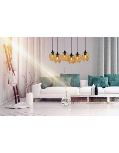 Lampa wisząca PRAGA z 6 kloszami - nowoczesne oświetlenie do salonu, jadalni i biura w różnych kolorach