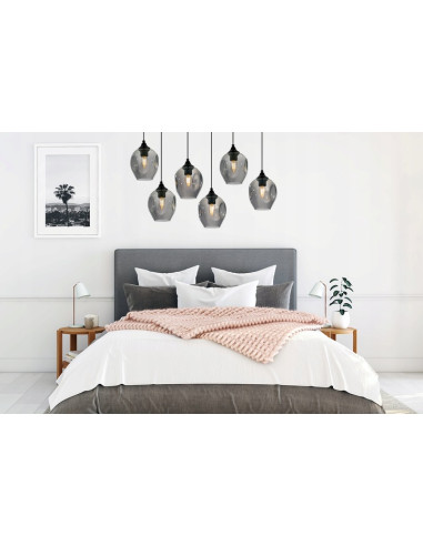 Lampa wisząca PRAGA z 6 kloszami - nowoczesne oświetlenie do salonu, jadalni i biura w różnych kolorach