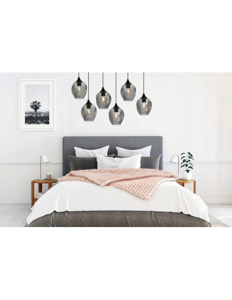 Lampa wisząca PRAGA z 6 kloszami - nowoczesne oświetlenie do salonu, jadalni i biura w różnych kolorach