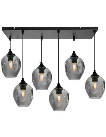 Lampa wisząca PRAGA z 6 kloszami - nowoczesne oświetlenie do salonu, jadalni i biura w różnych kolorach