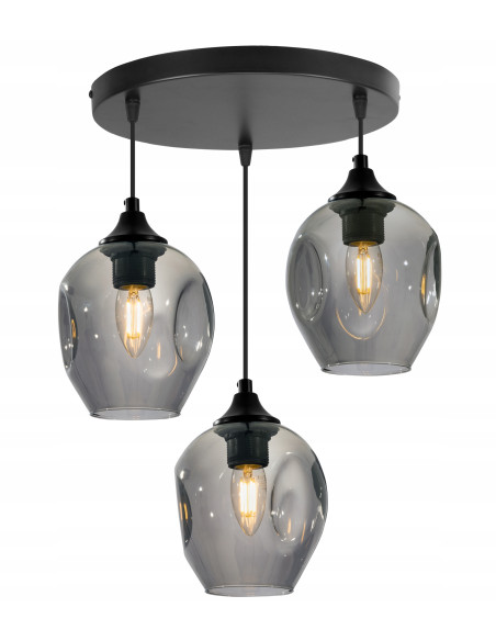 Lampa sufitowa Praga - nowoczesna czarna konstrukcja z szarymi kloszami, idealna do sypialni i eleganckich wnętrz.